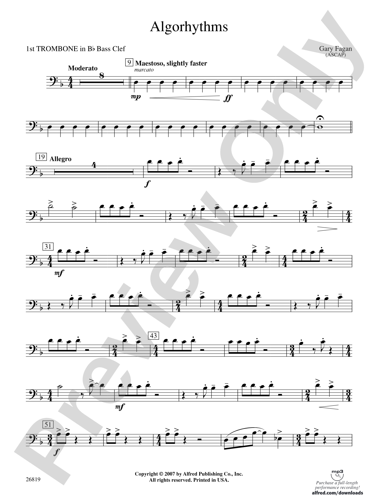 Algorhythms: (wp) 1st B-flat Trombone B.C.