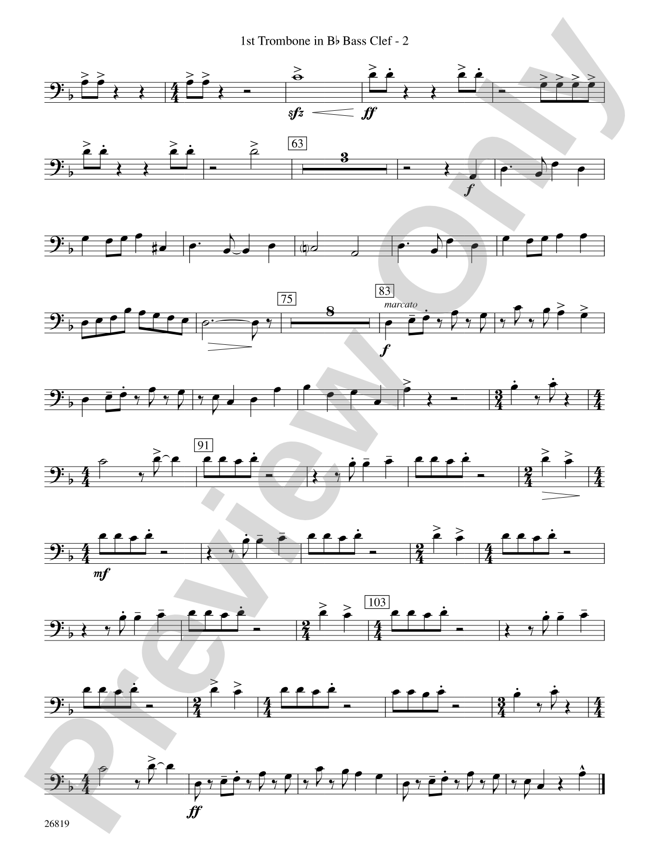 Algorhythms: (wp) 1st B-flat Trombone B.C.