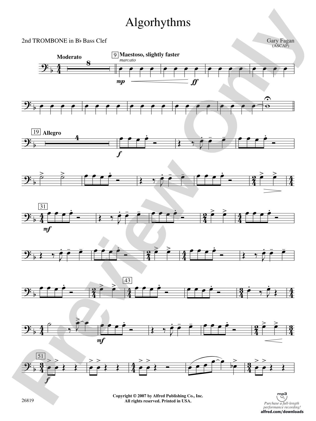 Algorhythms: (wp) 2nd B-flat Trombone B.C.