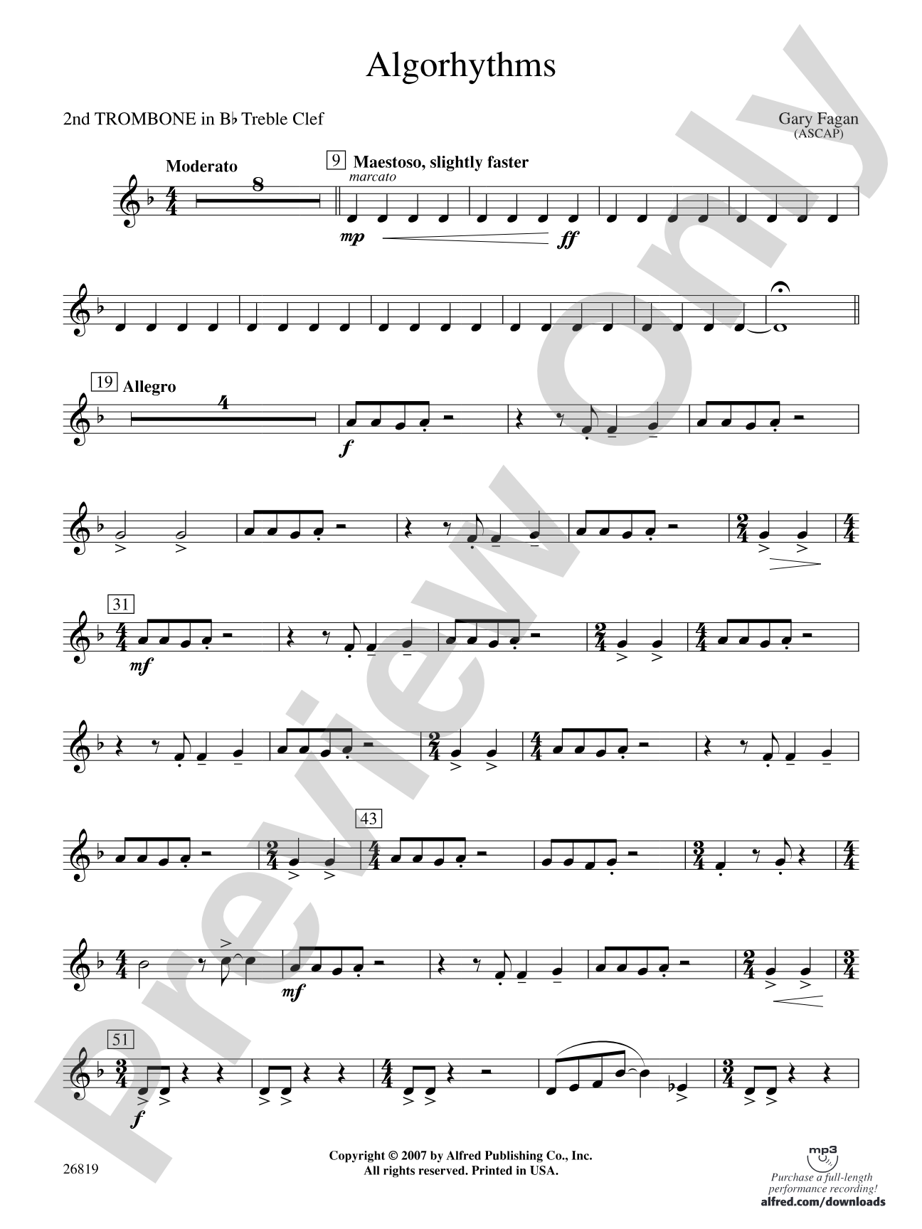 Algorhythms: (wp) 2nd B-flat Trombone T.C.