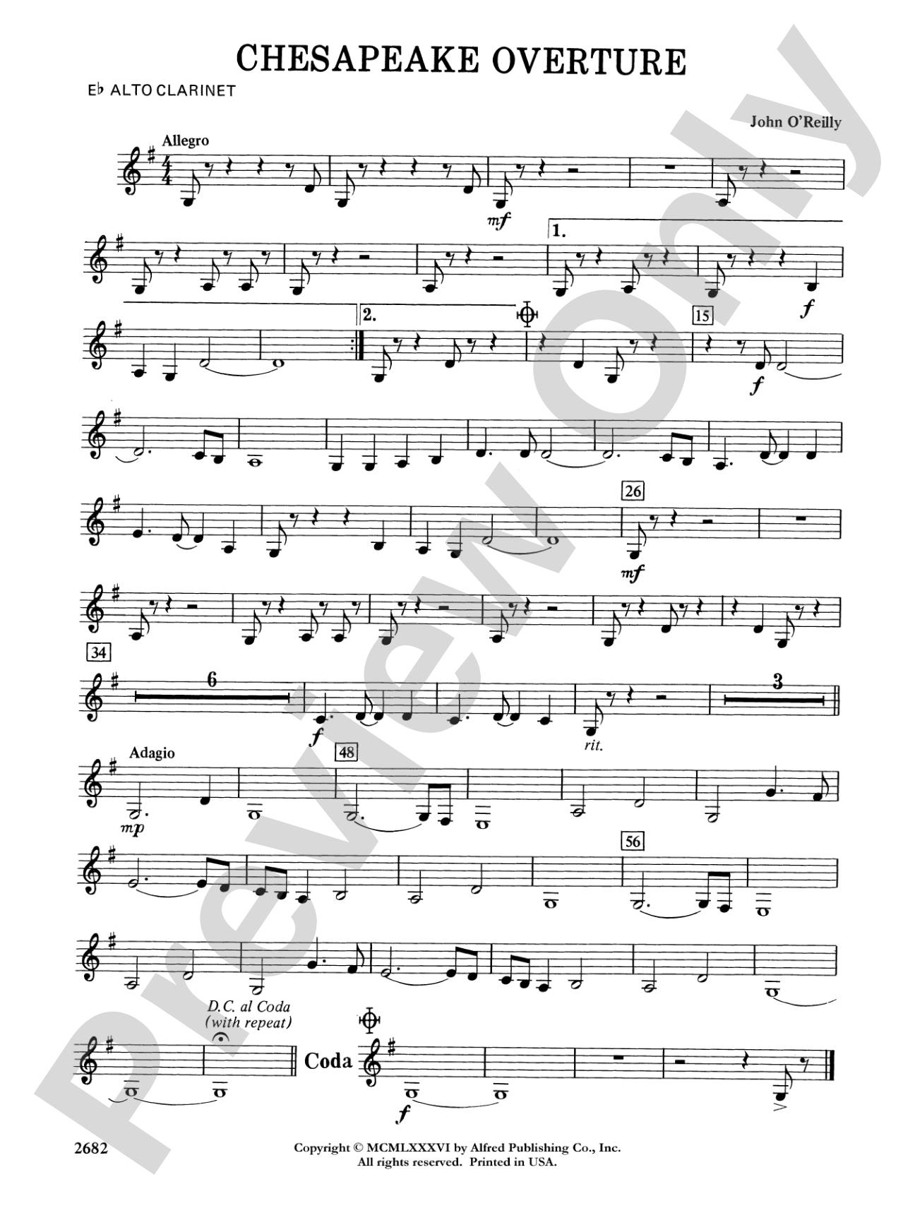 Chesapeake Overture: E-flat Alto Clarinet