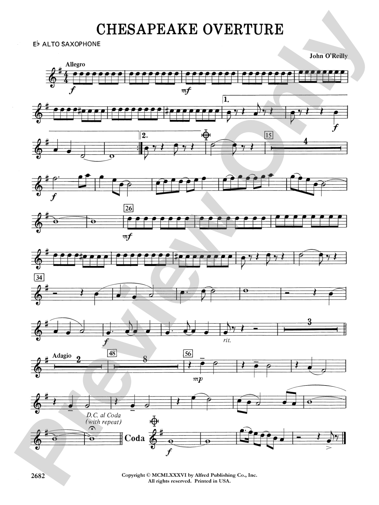 Chesapeake Overture: E-flat Alto Saxophone