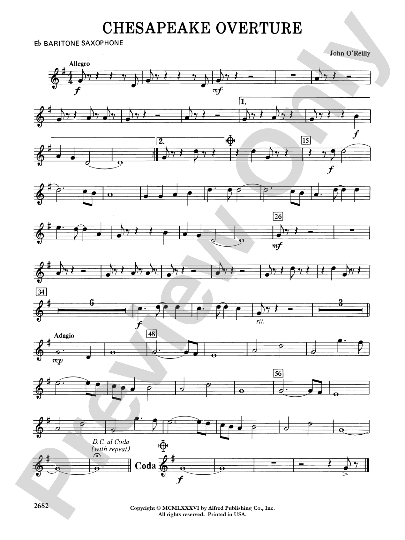 Chesapeake Overture: E-flat Baritone Saxophone