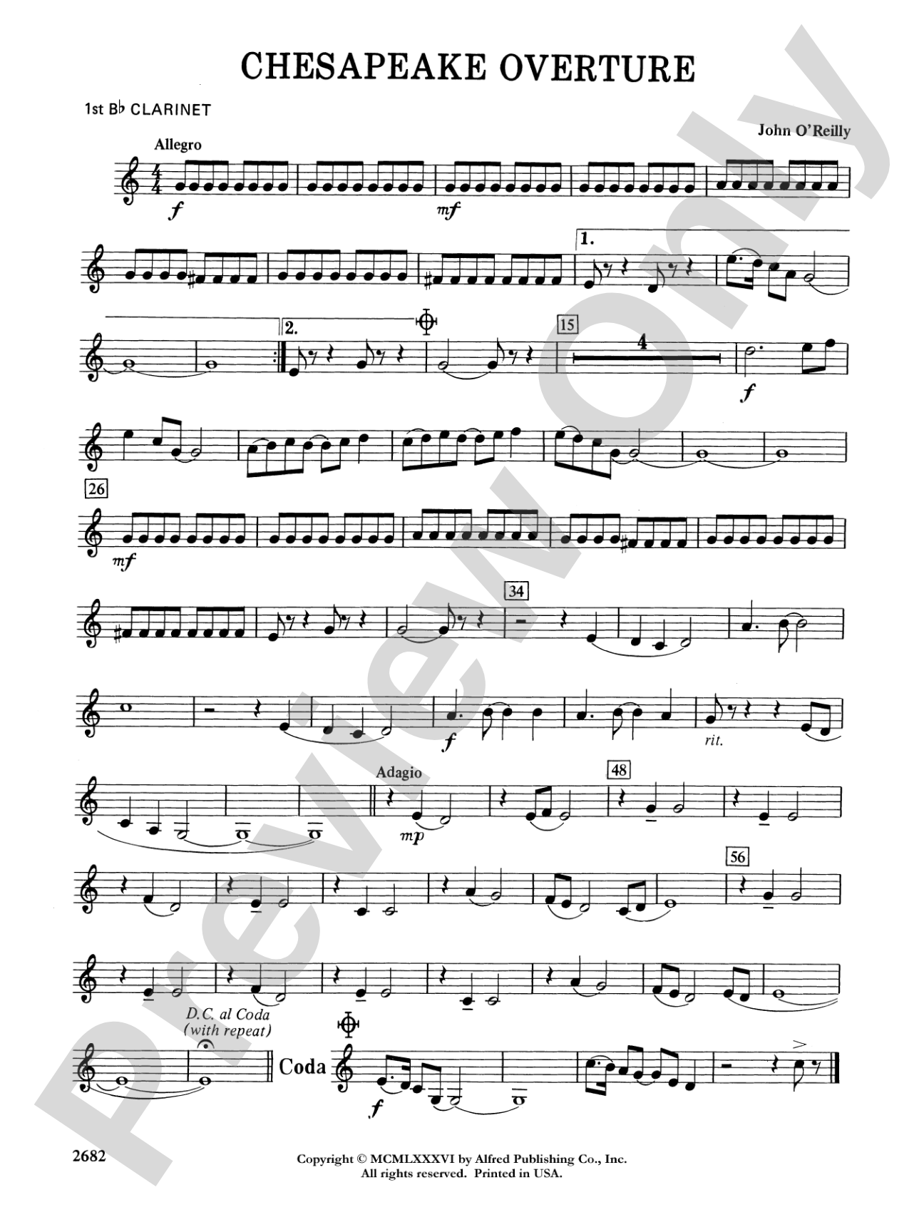 Chesapeake Overture: 1st B-flat Clarinet
