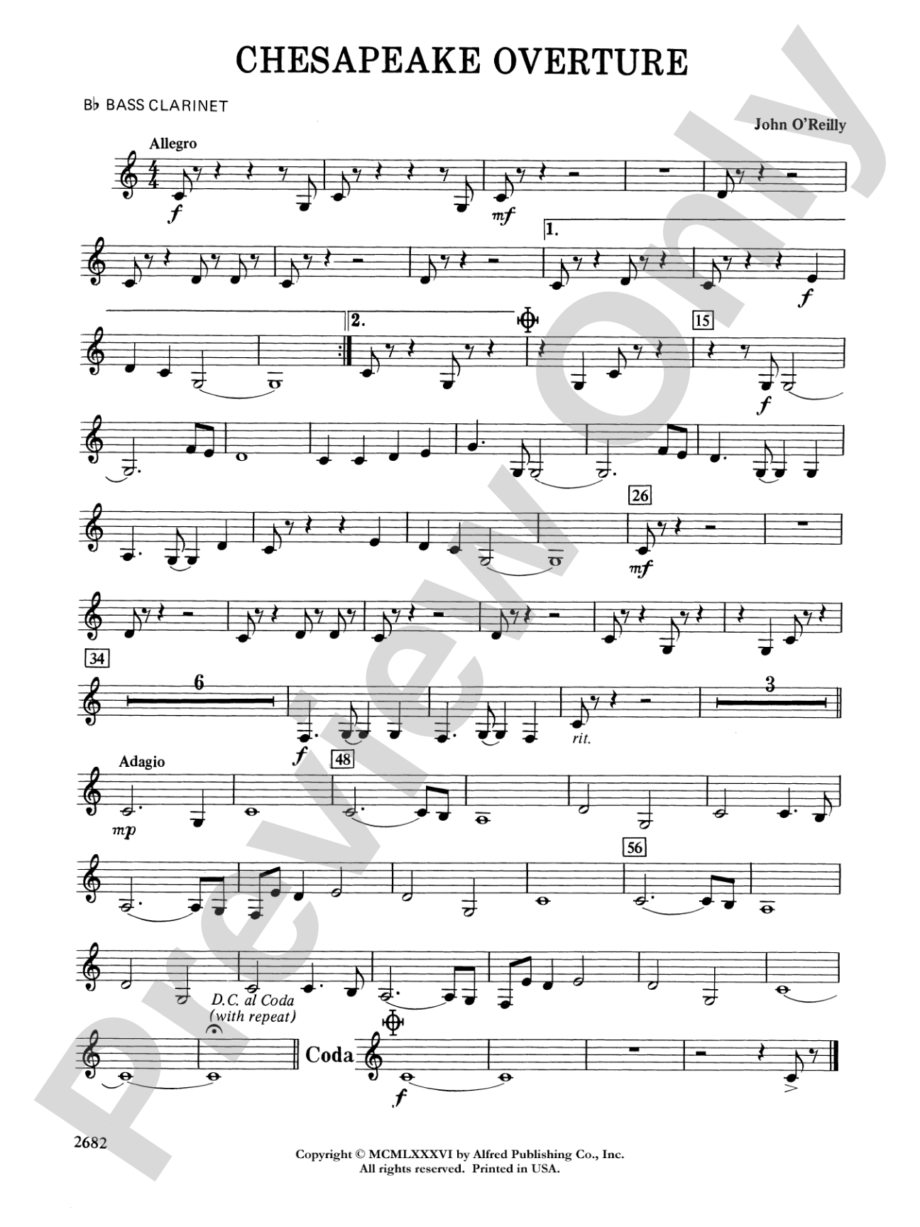 Chesapeake Overture: B-flat Bass Clarinet