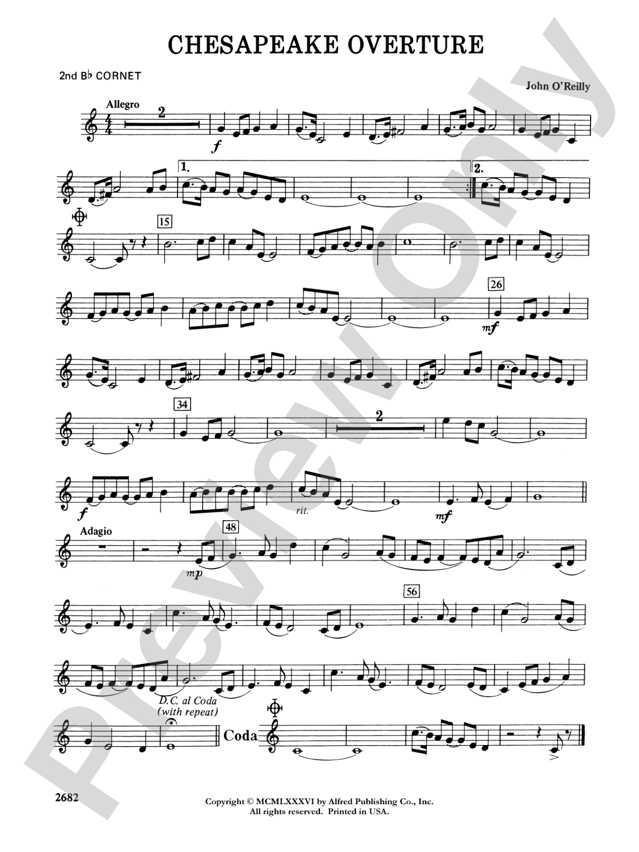 Chesapeake Overture: 2nd B-flat Cornet