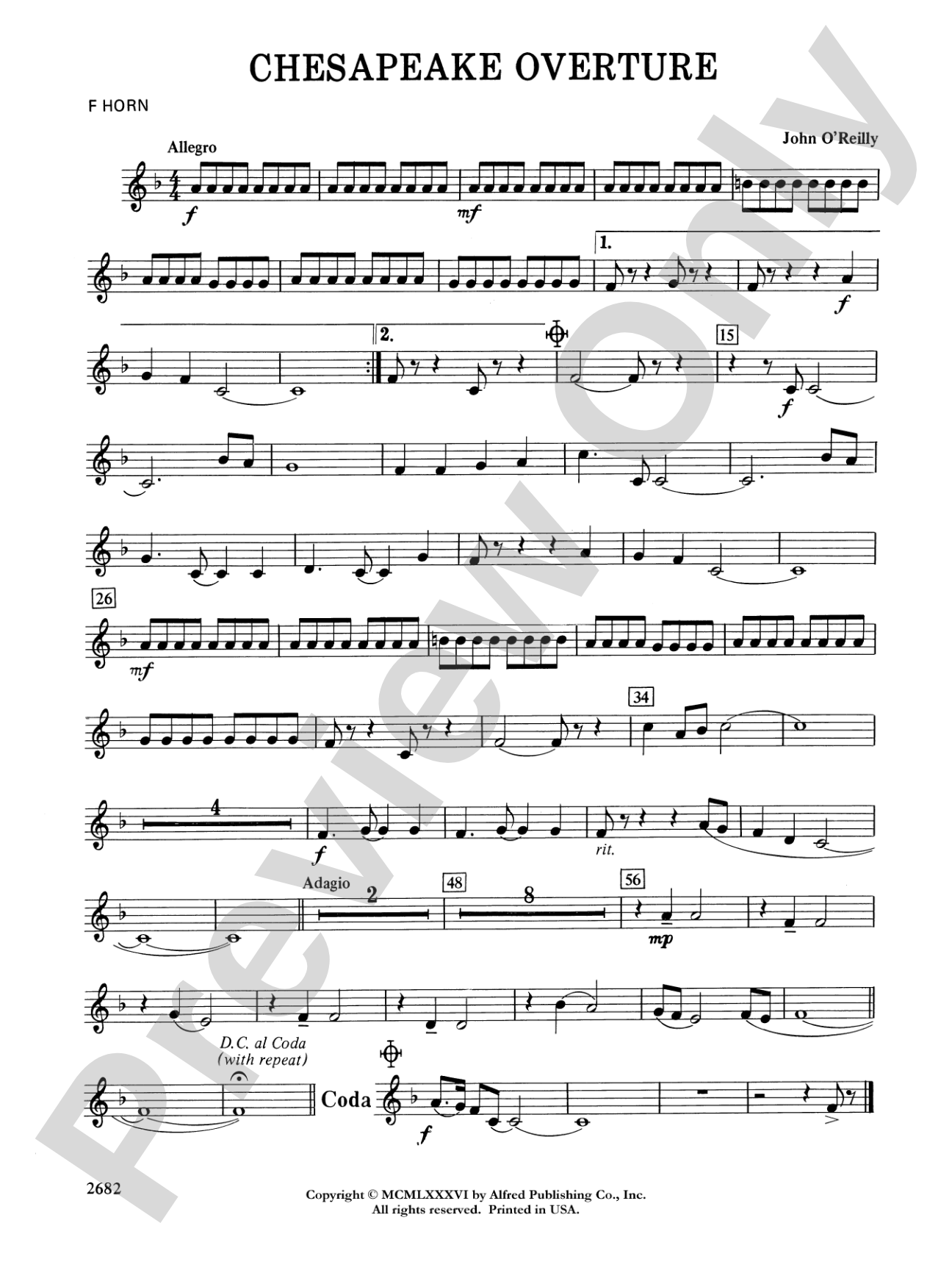 Chesapeake Overture: 1st F Horn