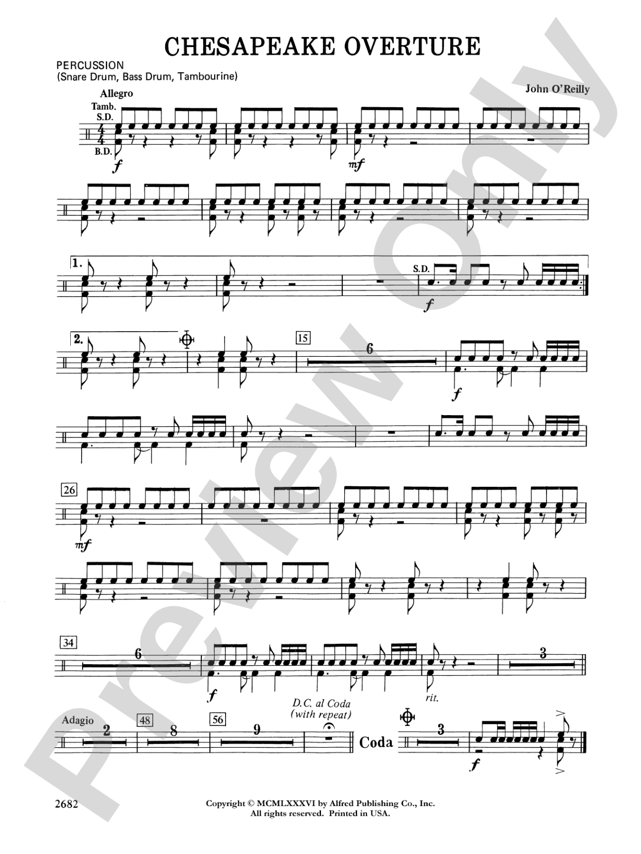 Chesapeake Overture: 1st Percussion