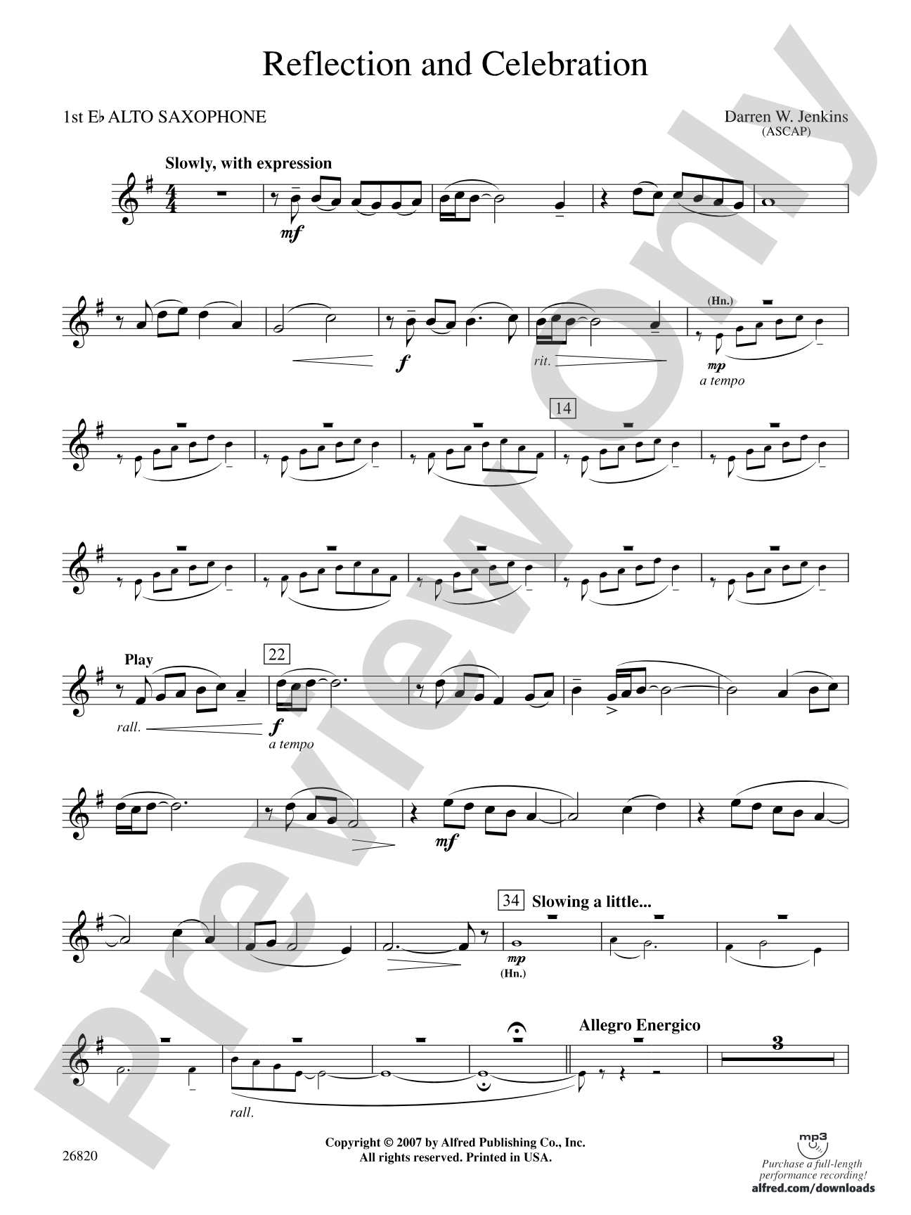 Reflection and Celebration: E-flat Alto Saxophone