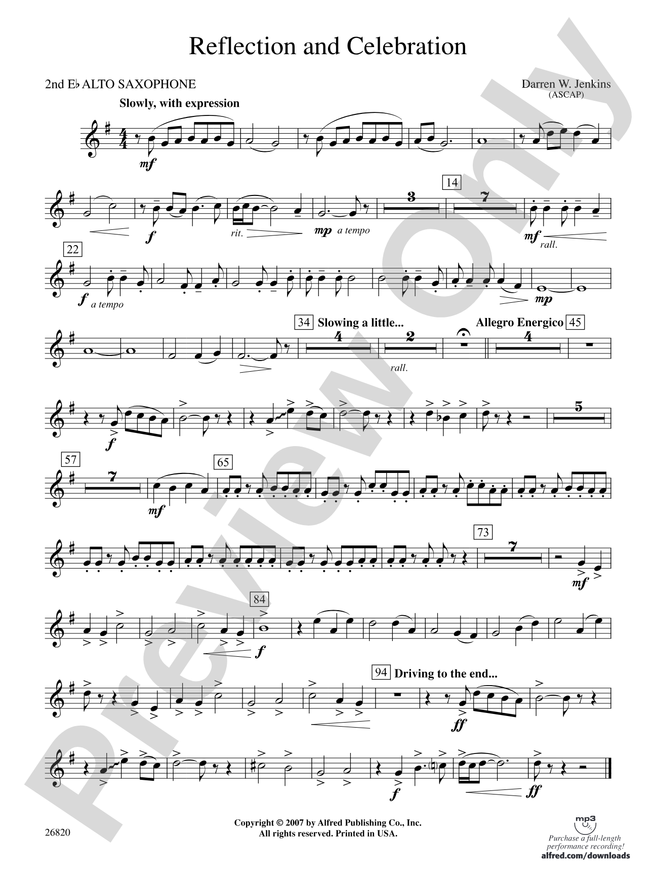 Reflection and Celebration: 2nd E-flat Alto Saxophone