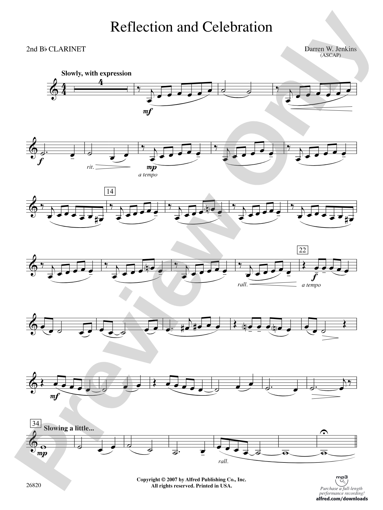 Reflection and Celebration: 2nd B-flat Clarinet