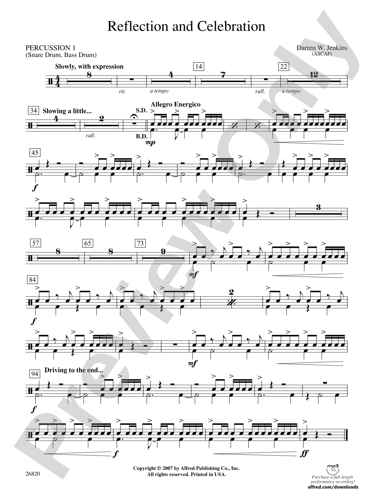 Reflection and Celebration: 1st Percussion