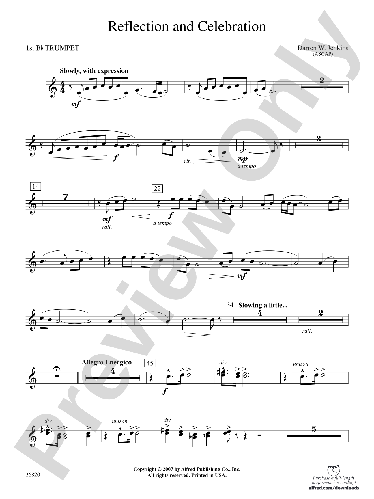 Reflection and Celebration: 1st B-flat Trumpet