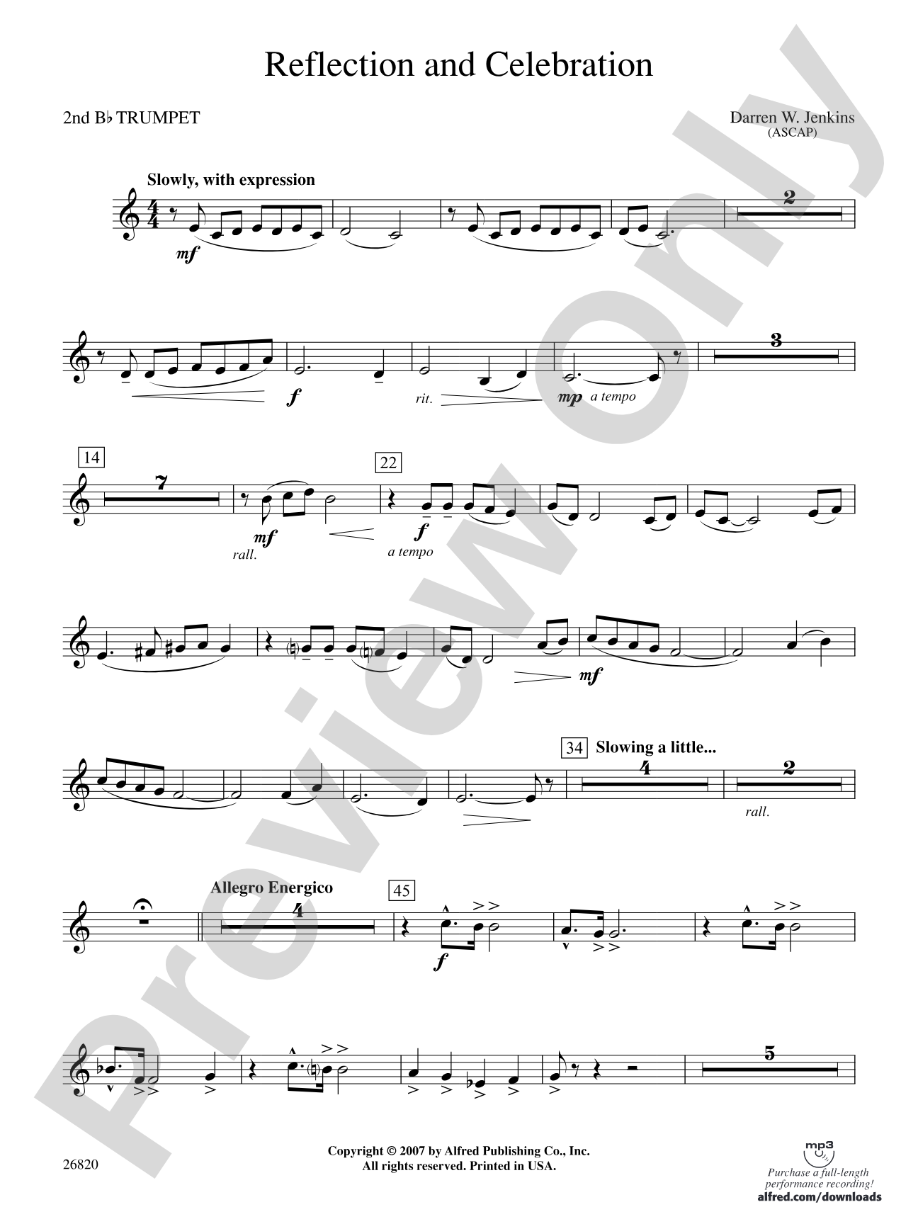 Reflection and Celebration: 2nd B-flat Trumpet
