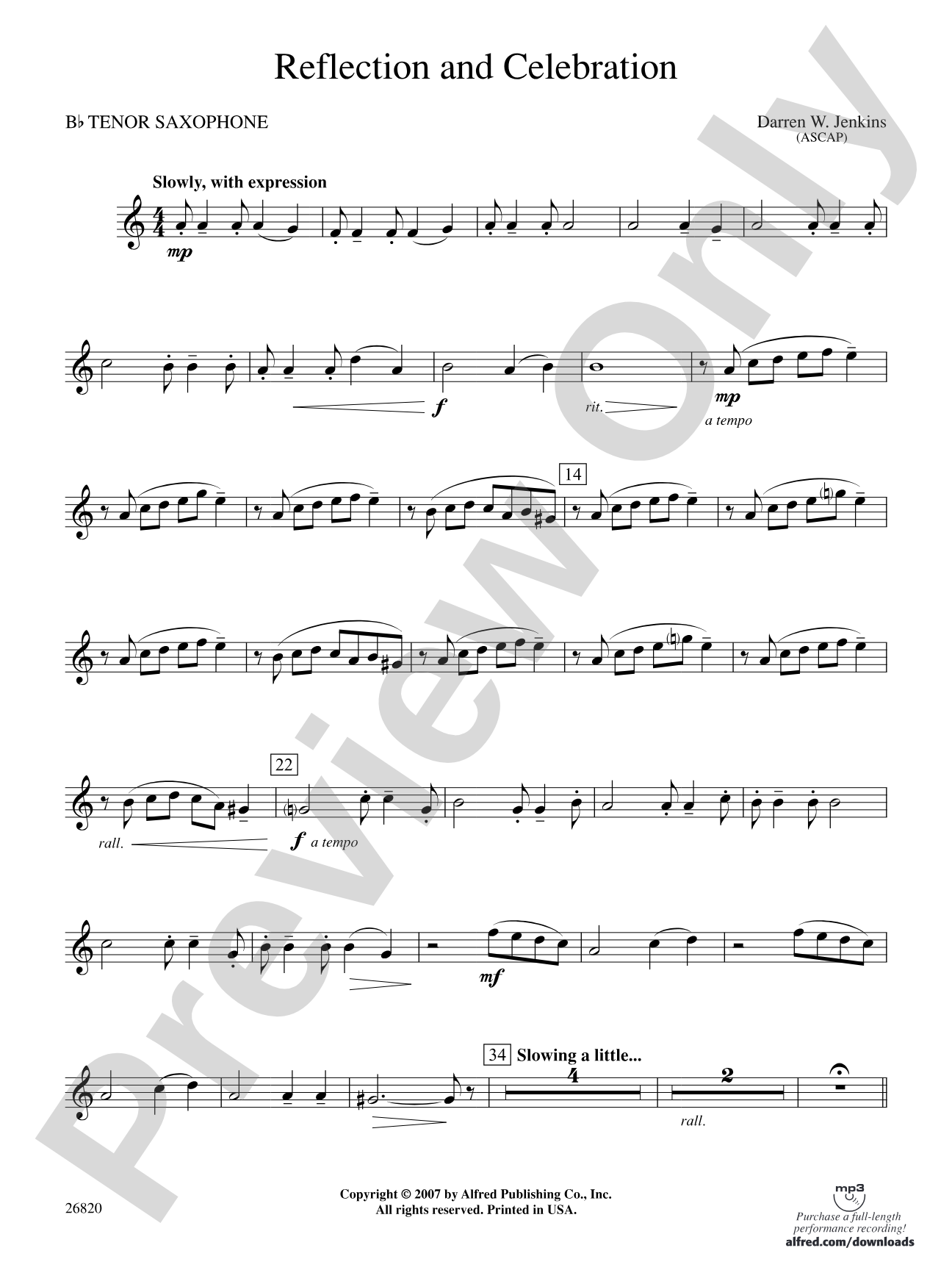 Reflection and Celebration: B-flat Tenor Saxophone