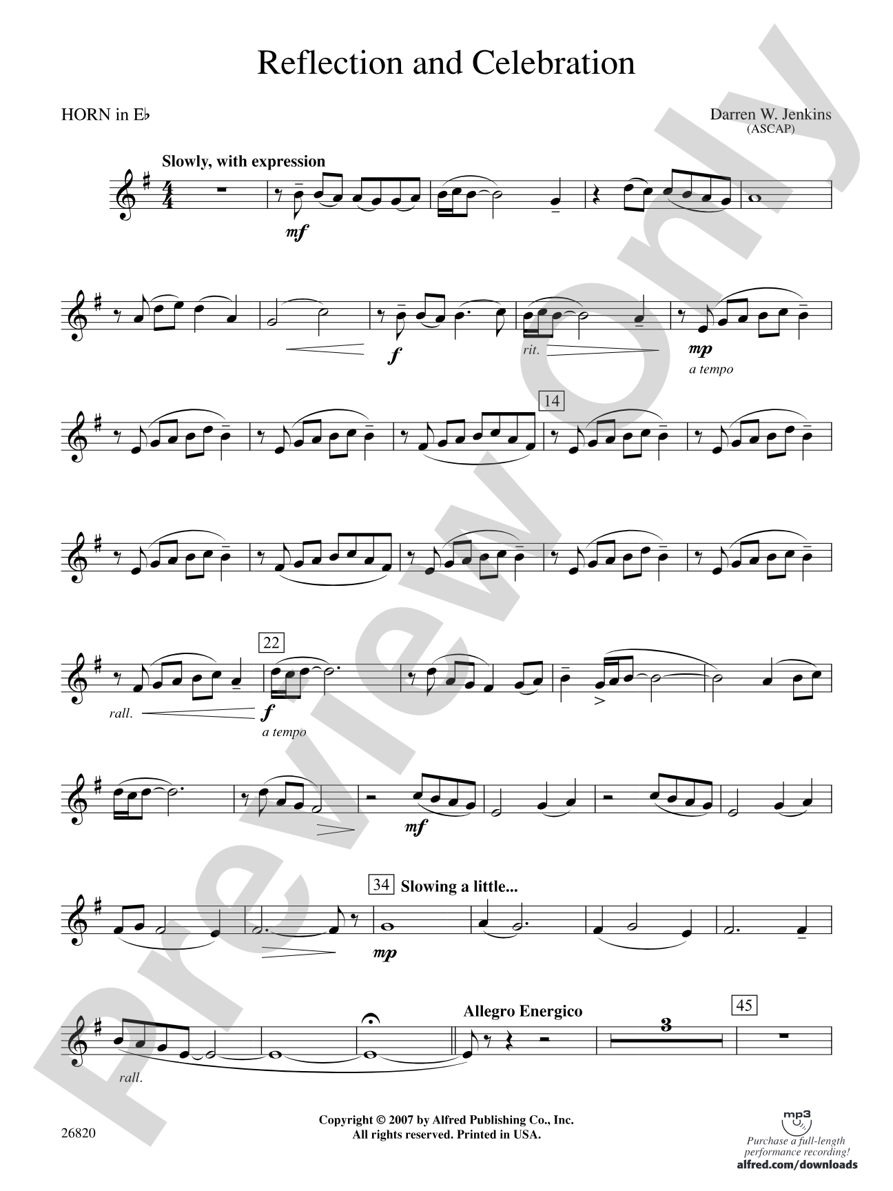 Reflection and Celebration: (wp) 1st Horn in E-flat
