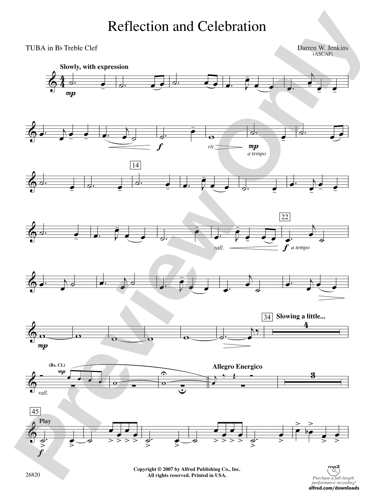 Reflection and Celebration: (wp) B-flat Tuba T.C.