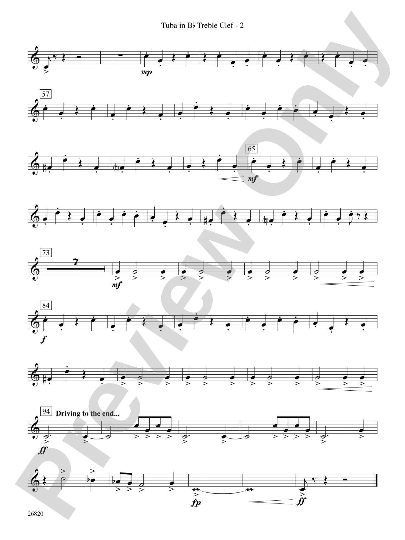 Reflection and Celebration: (wp) B-flat Tuba T.C.