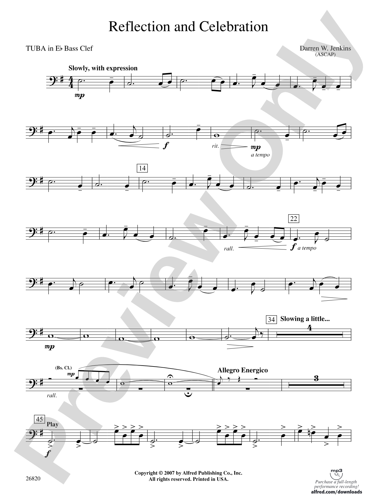 Reflection and Celebration: (wp) E-flat Tuba B.C.