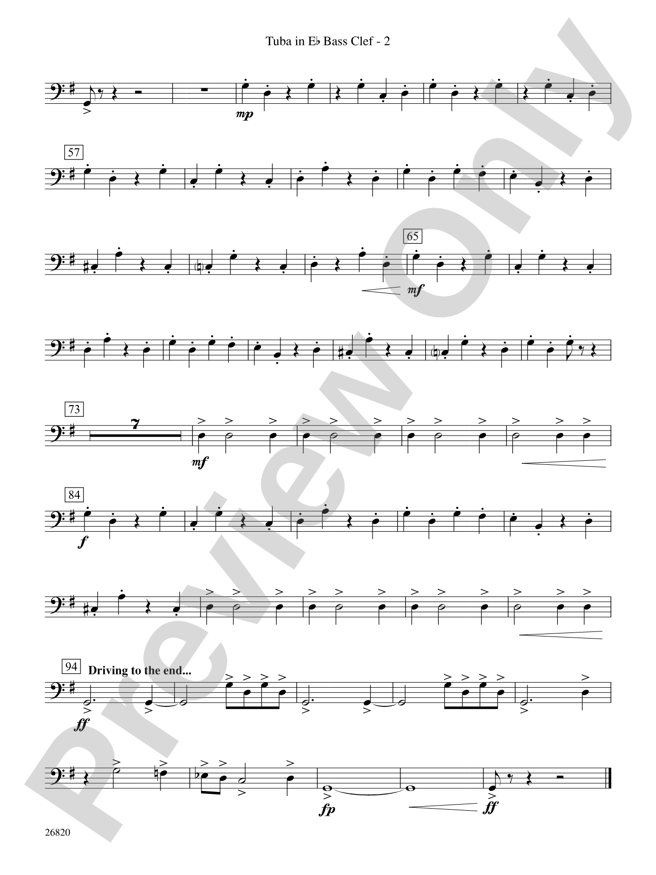 Reflection and Celebration: (wp) E-flat Tuba B.C.