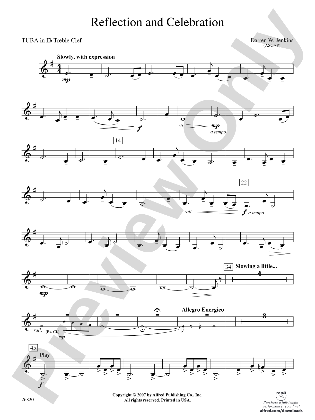 Reflection and Celebration: (wp) E-flat Tuba T.C.