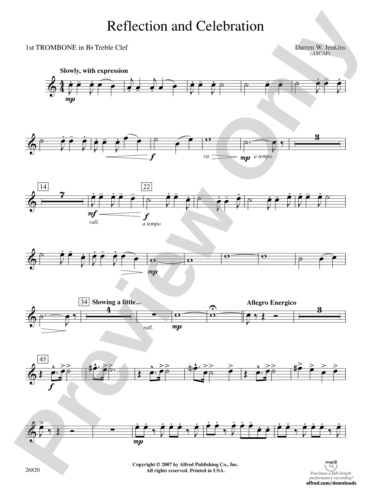 Reflection and Celebration: (wp) 1st B-flat Trombone T.C.
