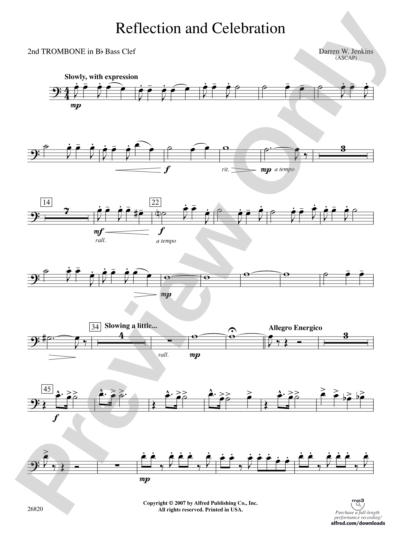 Reflection and Celebration: (wp) 2nd B-flat Trombone B.C.