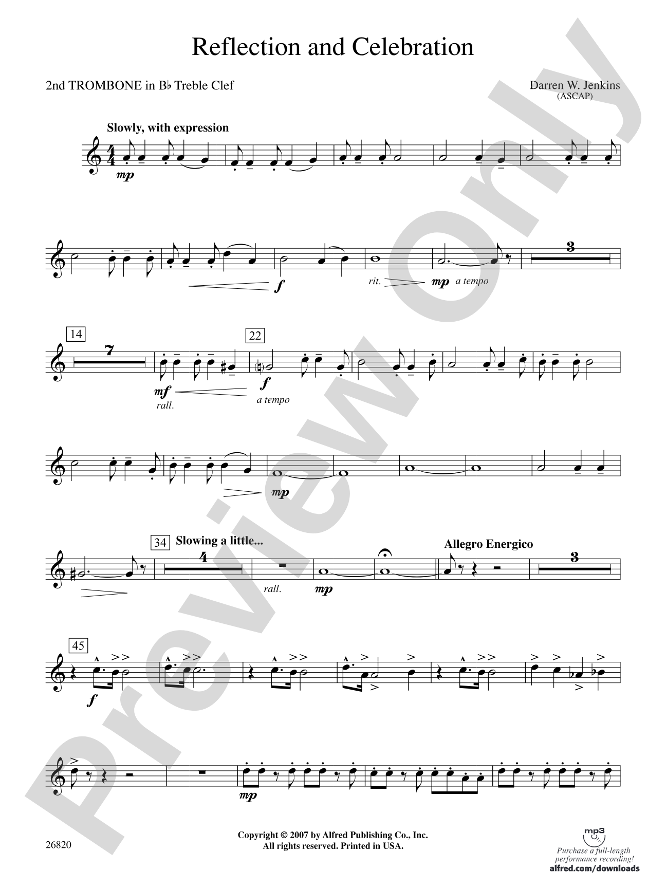Reflection and Celebration: (wp) 2nd B-flat Trombone T.C.