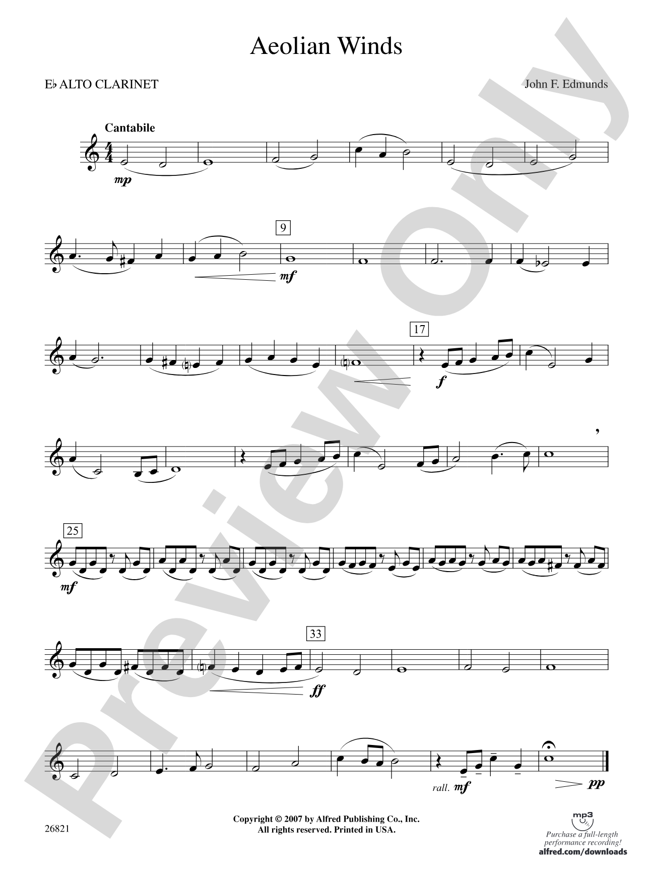 Aeolian Winds: E-flat Alto Clarinet