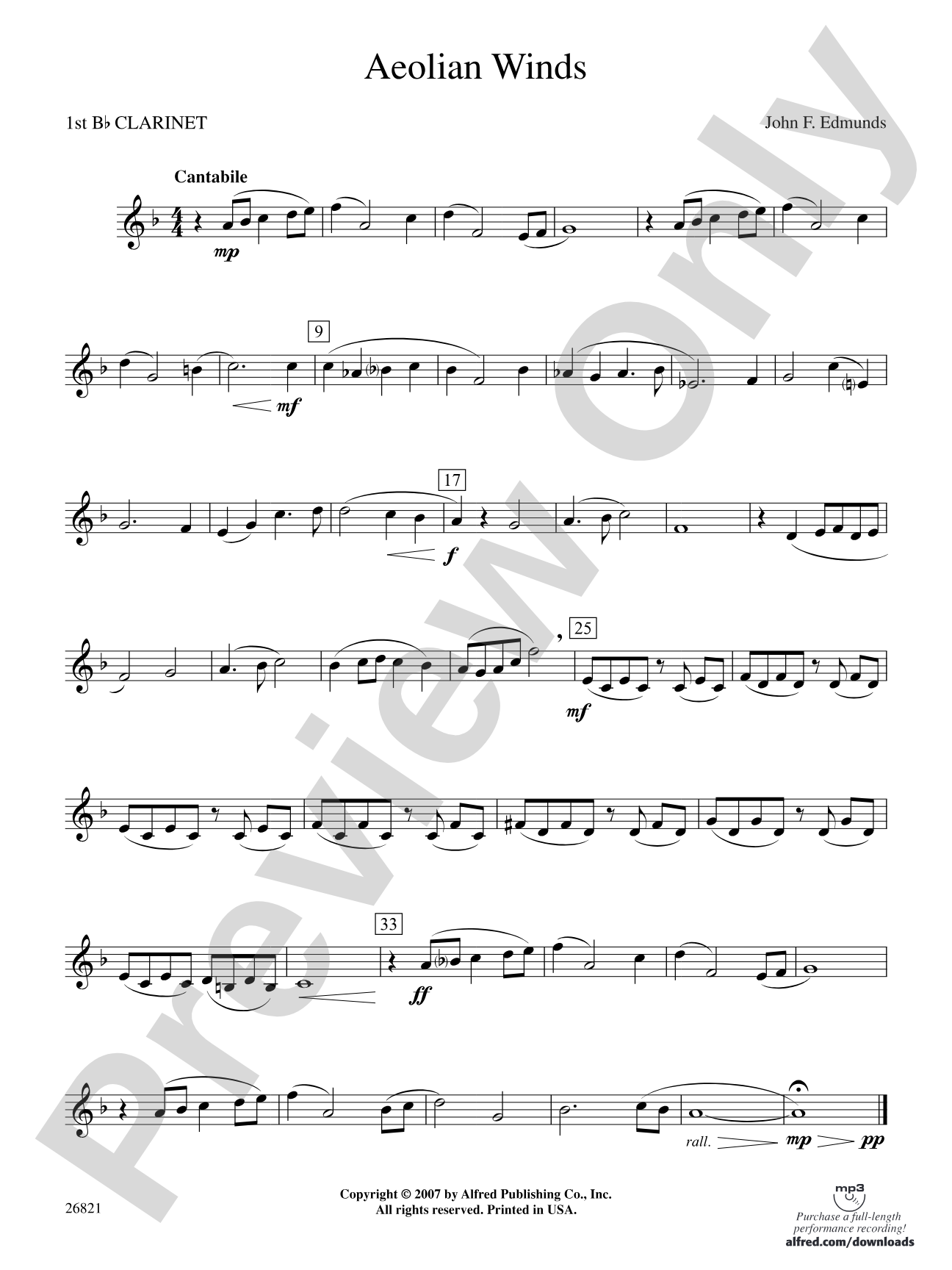 Aeolian Winds: 1st B-flat Clarinet