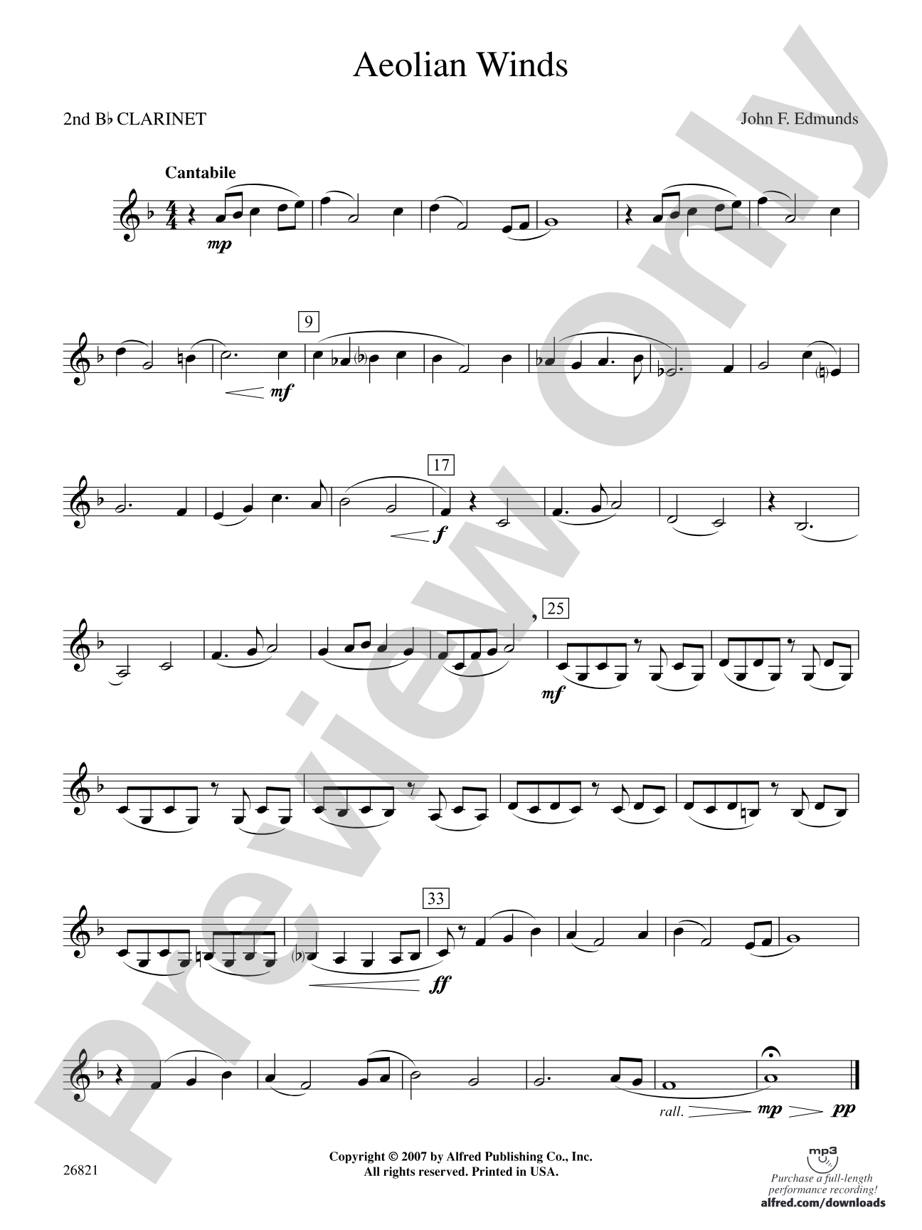 Aeolian Winds: 2nd B-flat Clarinet