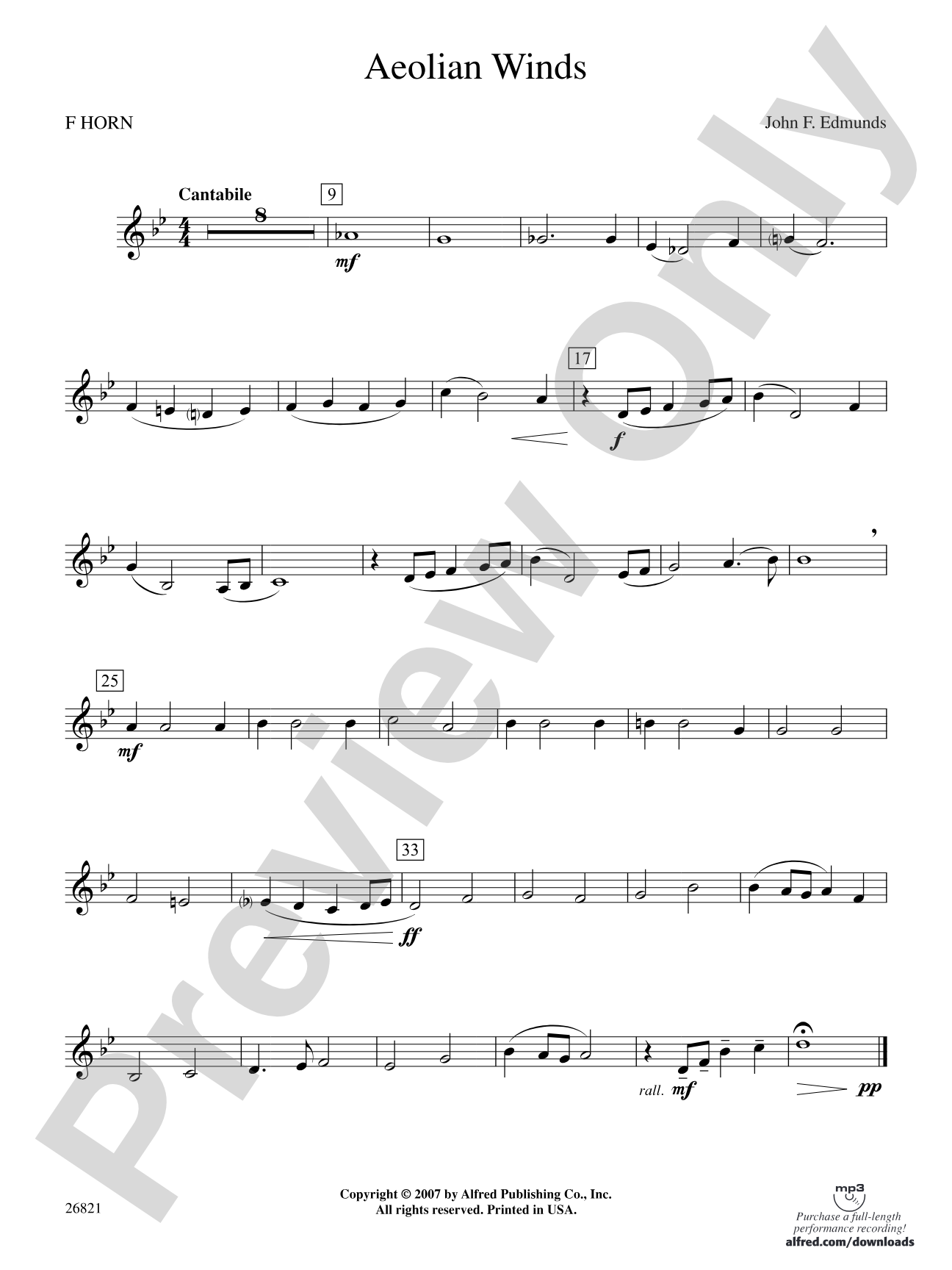Aeolian Winds: 1st F Horn