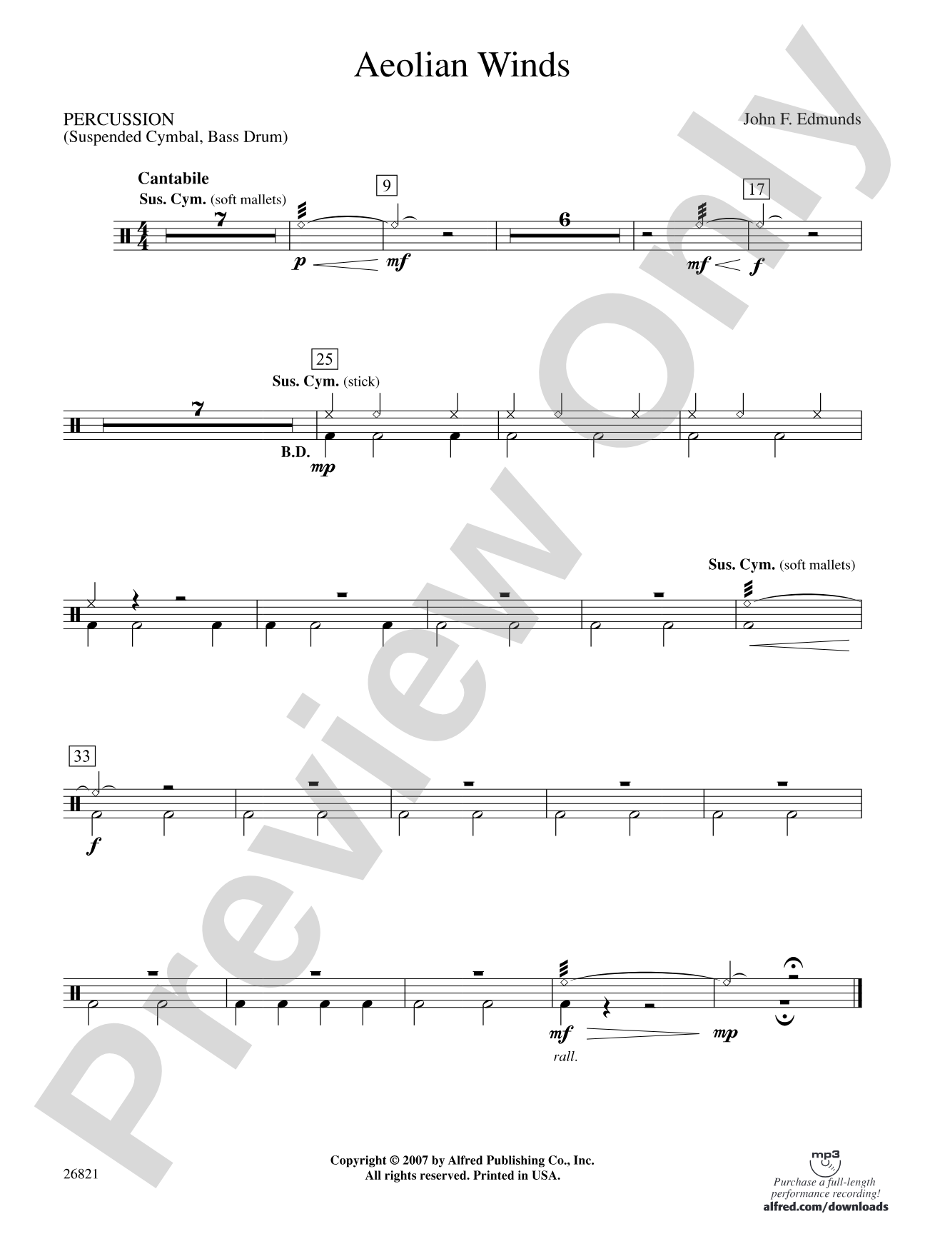 Aeolian Winds: 1st Percussion