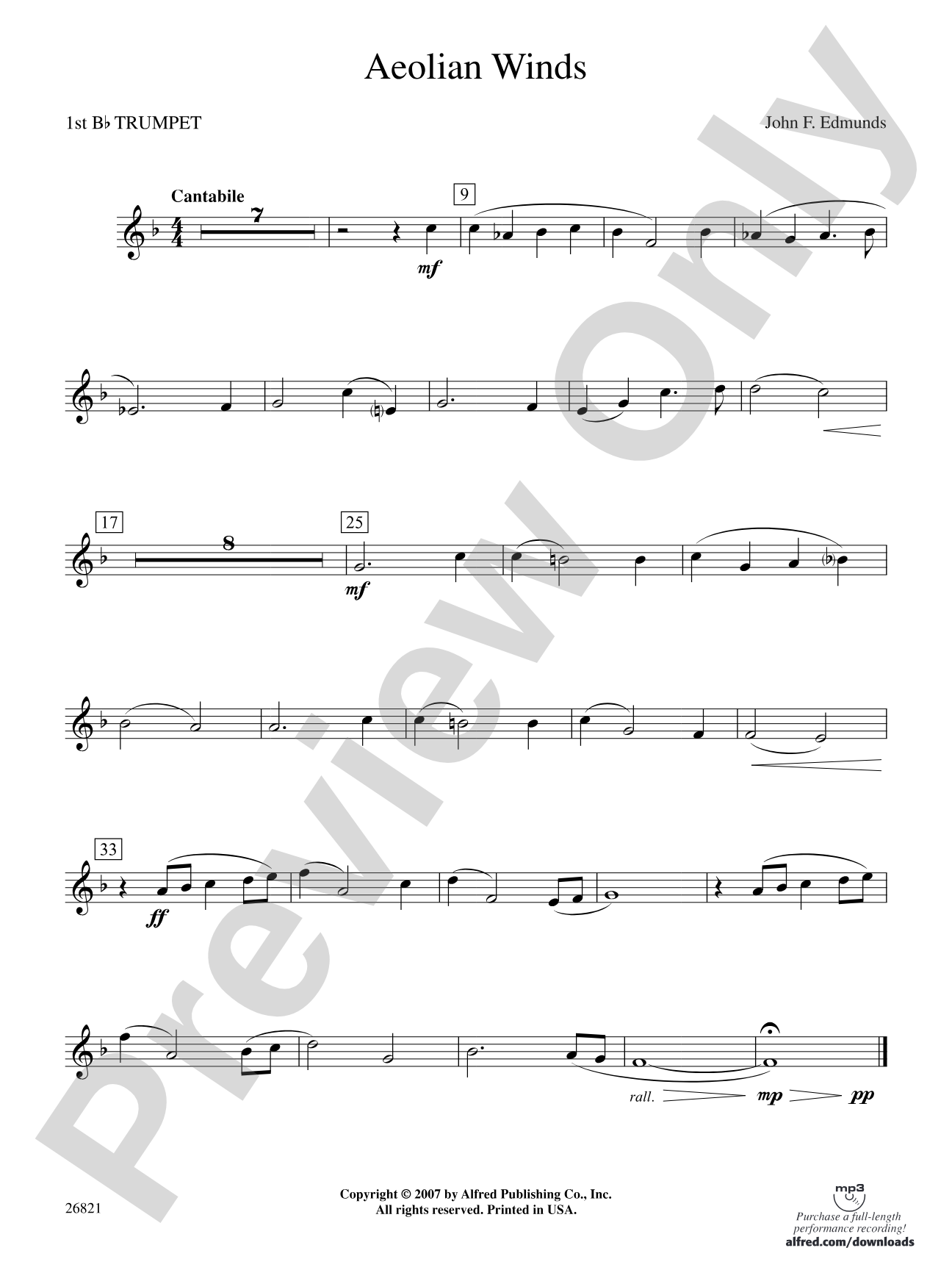 Aeolian Winds: 1st B-flat Trumpet