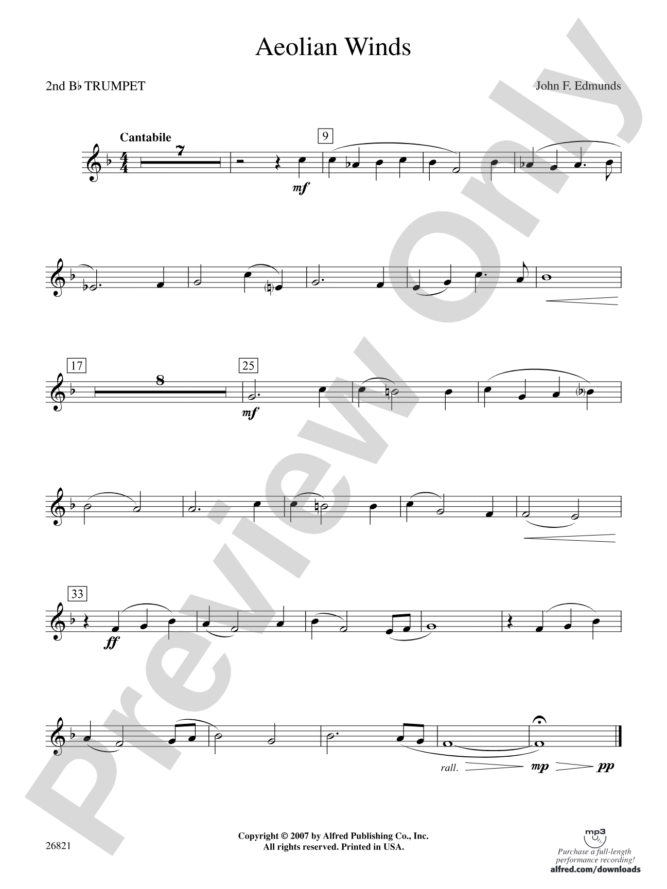 Aeolian Winds: 2nd B-flat Trumpet