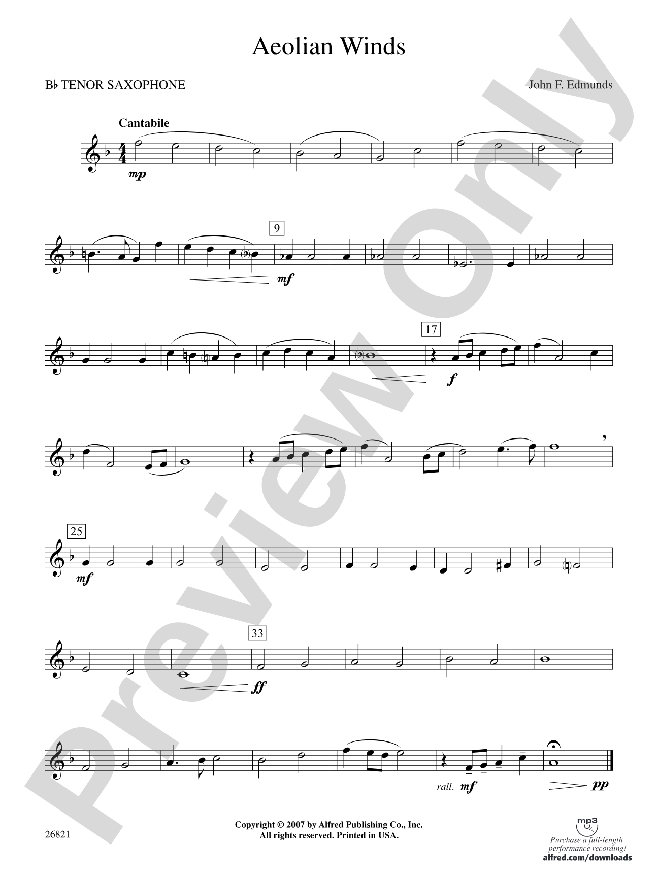 Aeolian Winds: B-flat Tenor Saxophone