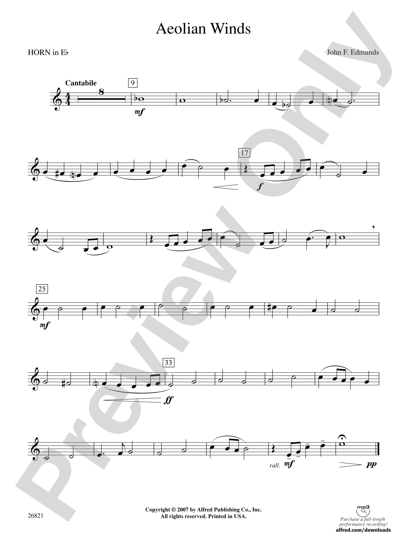 Aeolian Winds: (wp) 1st Horn in E-flat