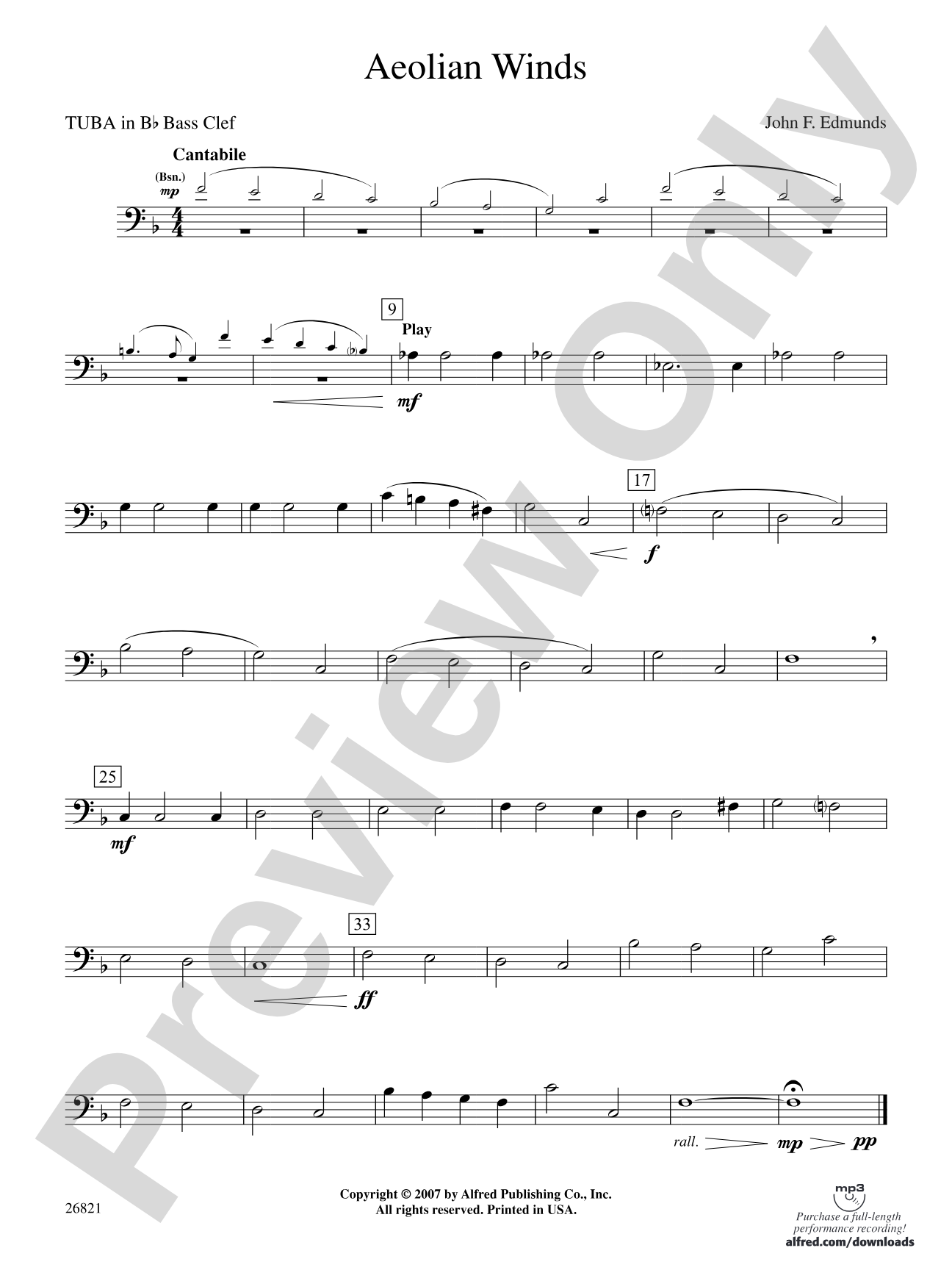 Aeolian Winds: (wp) B-flat Tuba B.C.