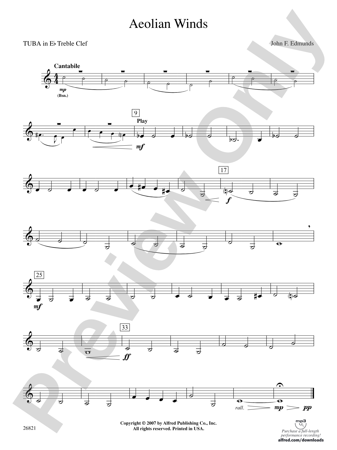 Aeolian Winds: (wp) E-flat Tuba T.C.