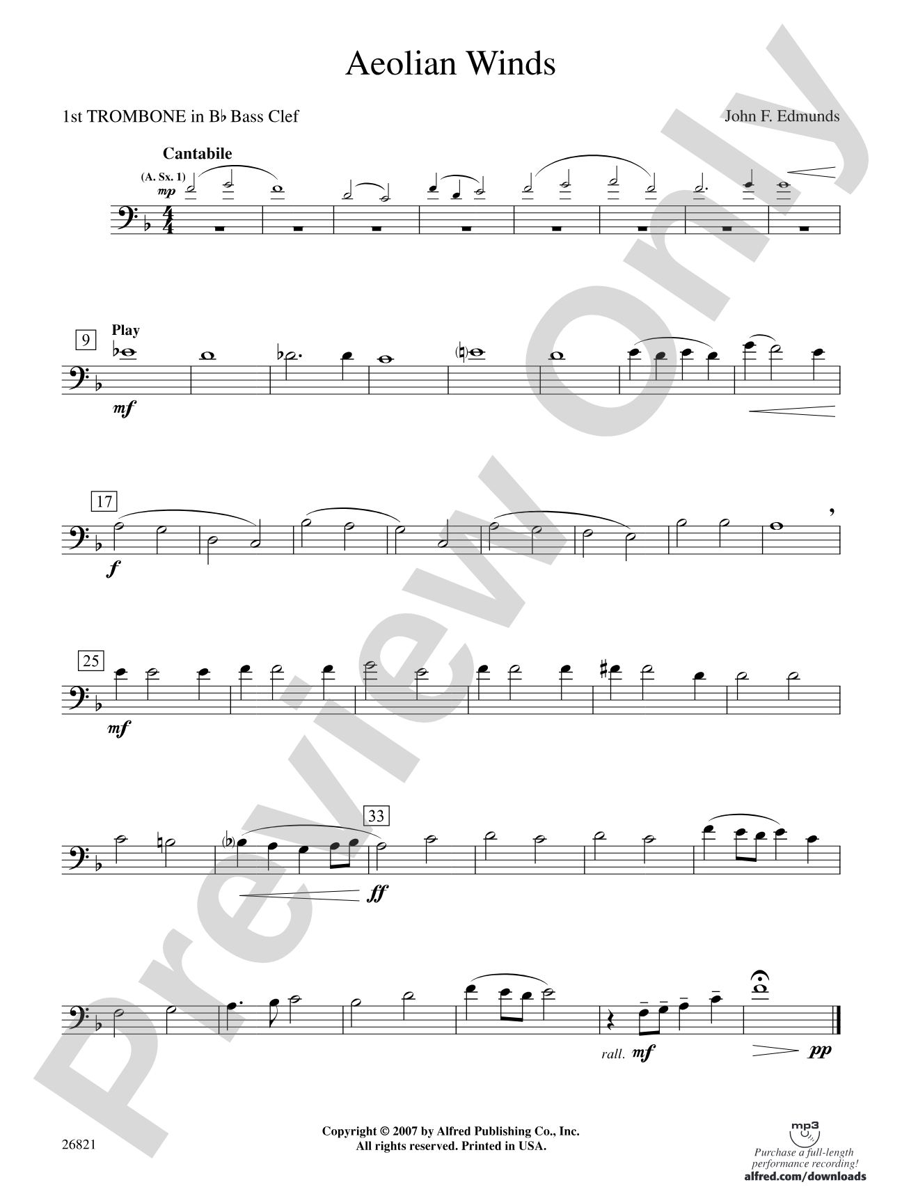 Aeolian Winds: (wp) 1st B-flat Trombone B.C.
