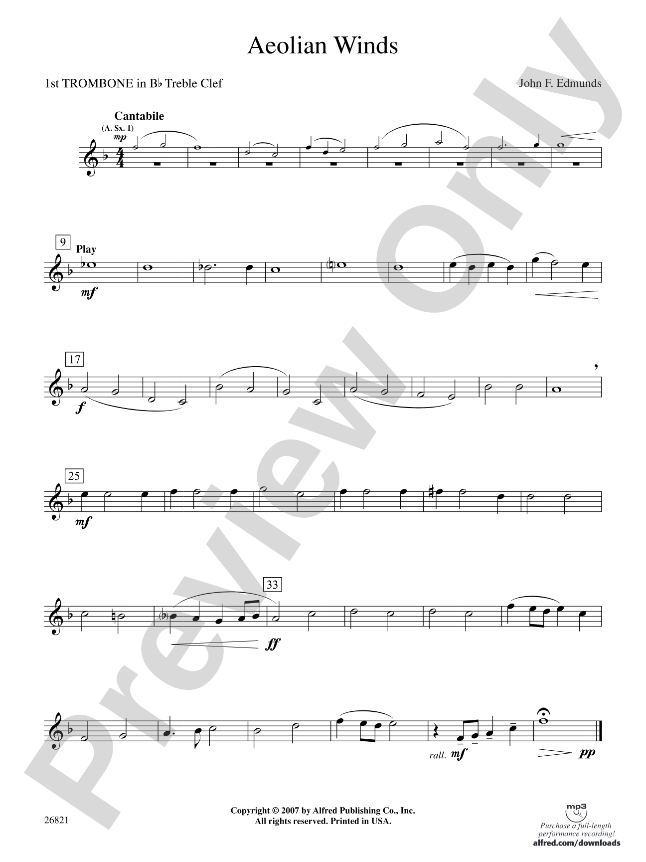 Aeolian Winds: (wp) 1st B-flat Trombone T.C.