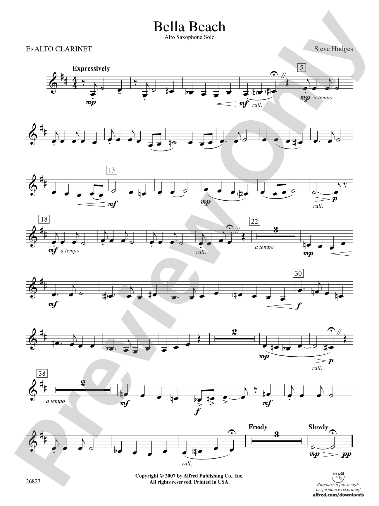 Bella Beach: E-flat Alto Clarinet