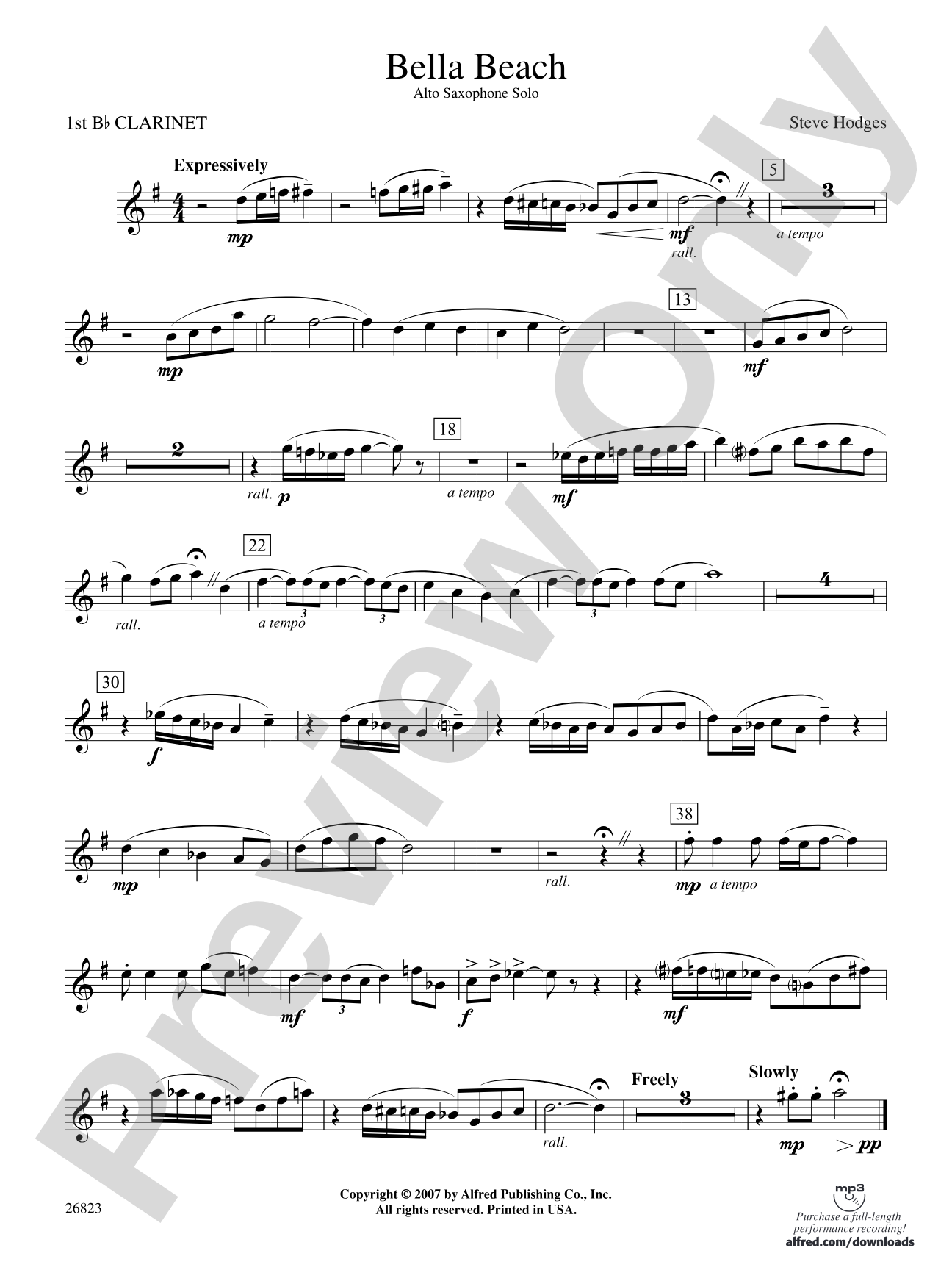 Bella Beach: 1st B-flat Clarinet