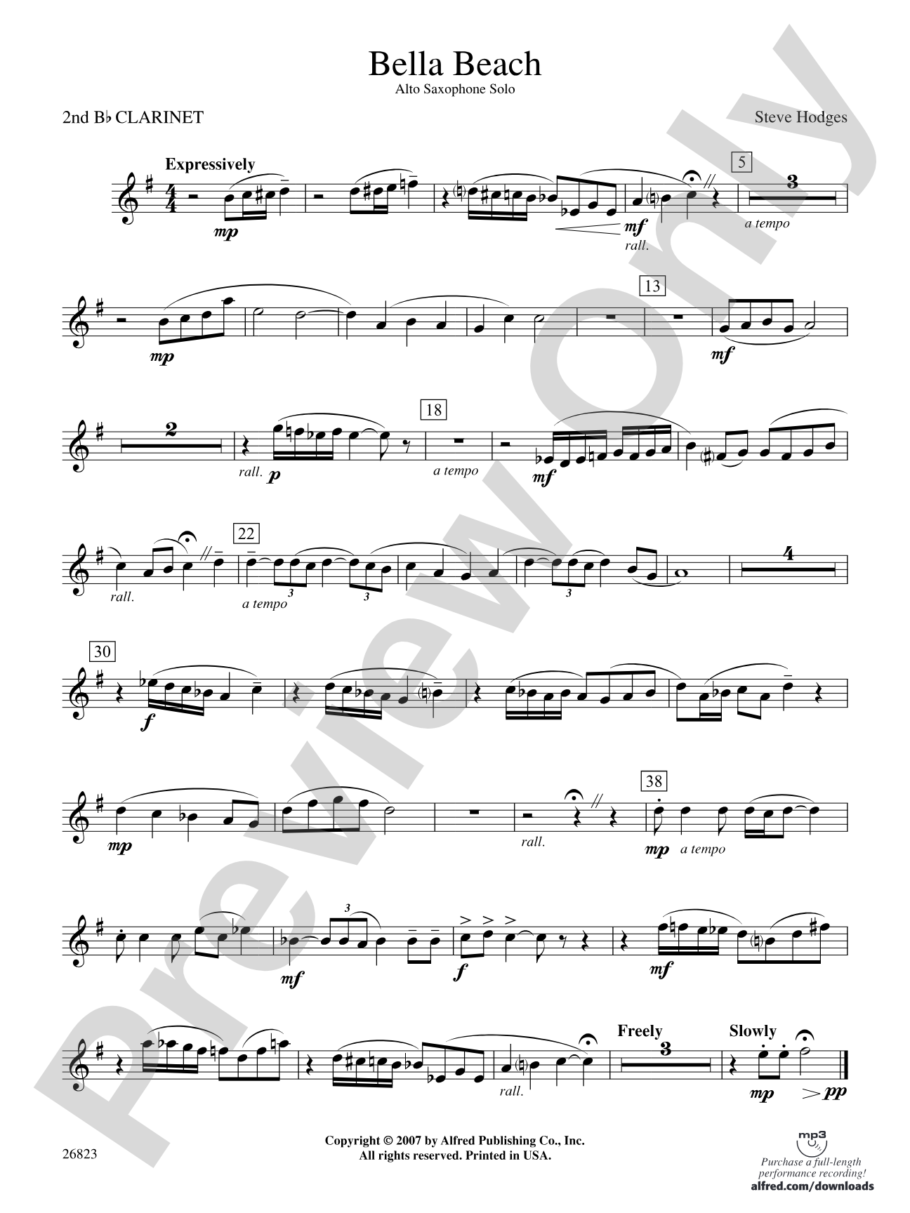 Bella Beach: 2nd B-flat Clarinet
