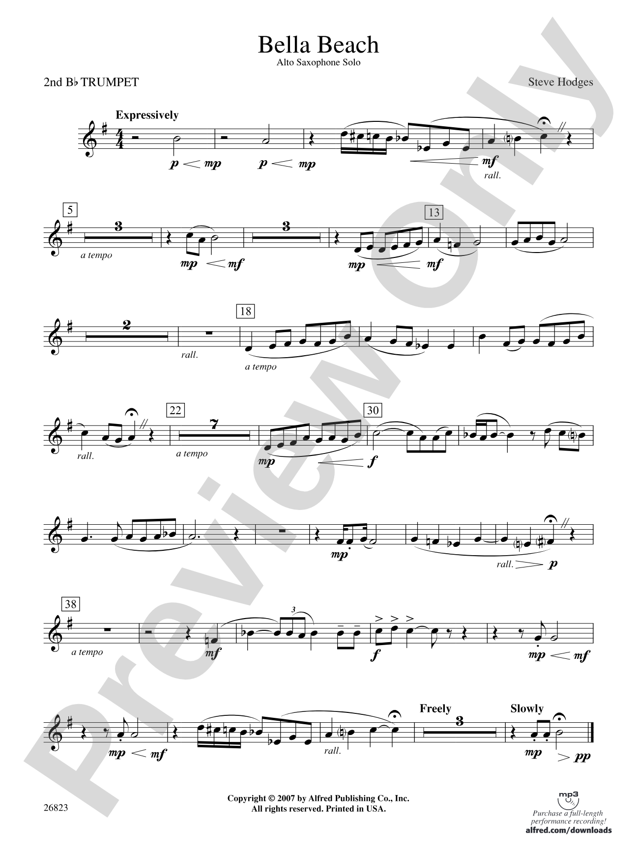 Bella Beach: 2nd B-flat Trumpet