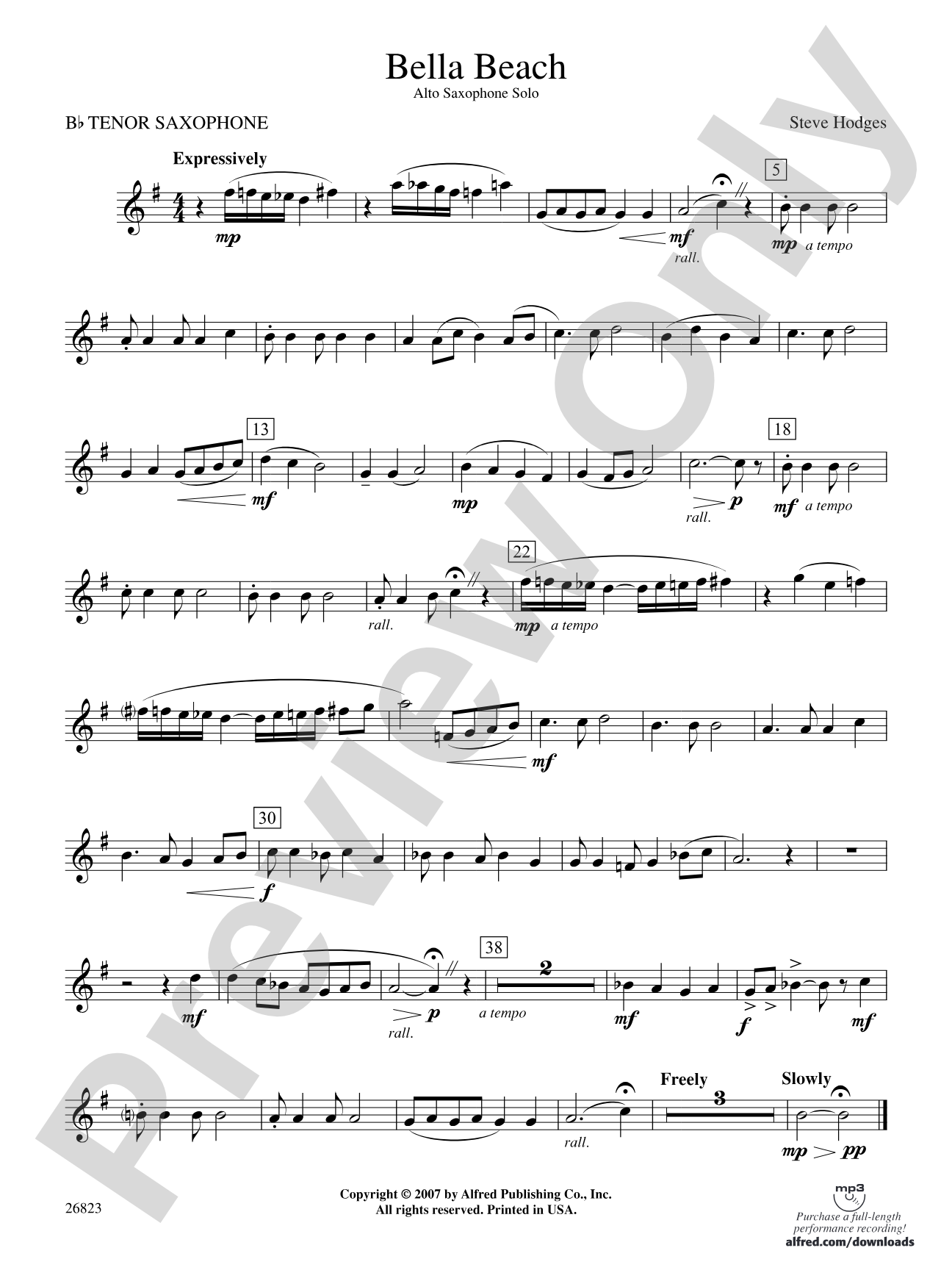 Bella Beach: B-flat Tenor Saxophone