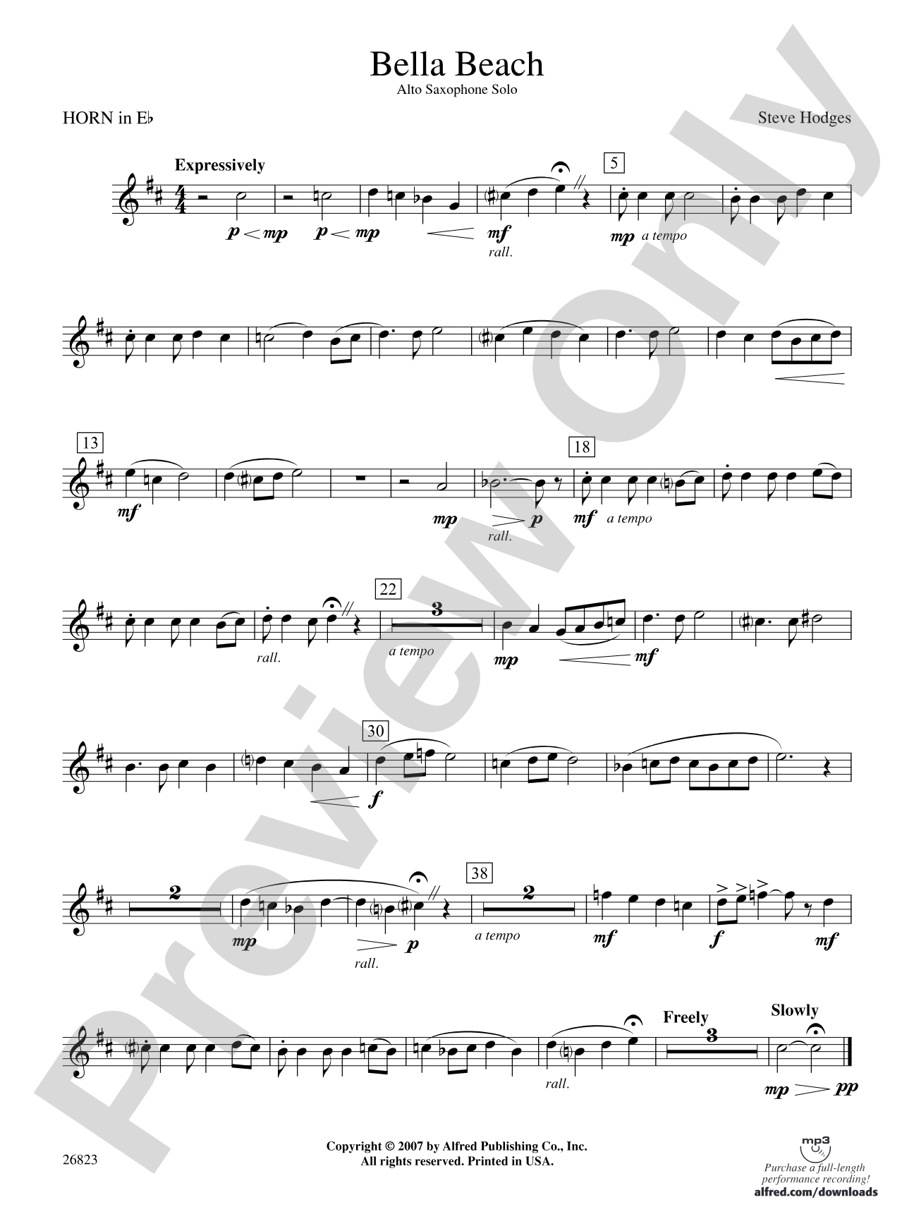 Bella Beach: (wp) 1st Horn in E-flat