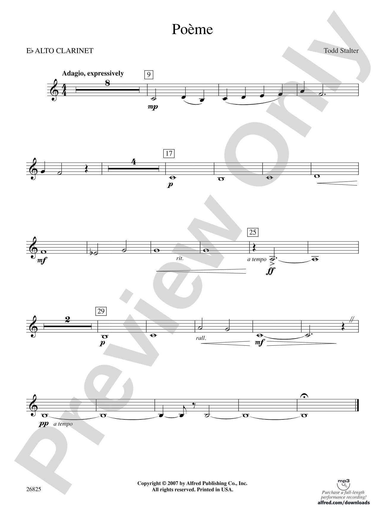 Poeme: E-flat Alto Clarinet