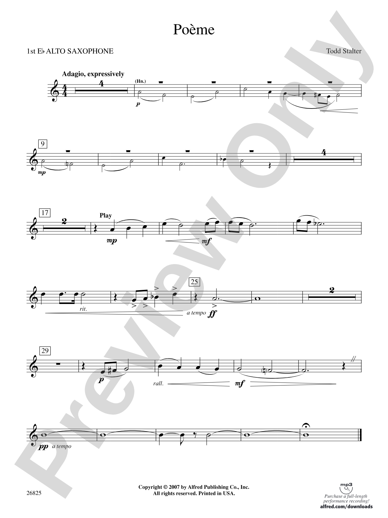 Poeme: E-flat Alto Saxophone