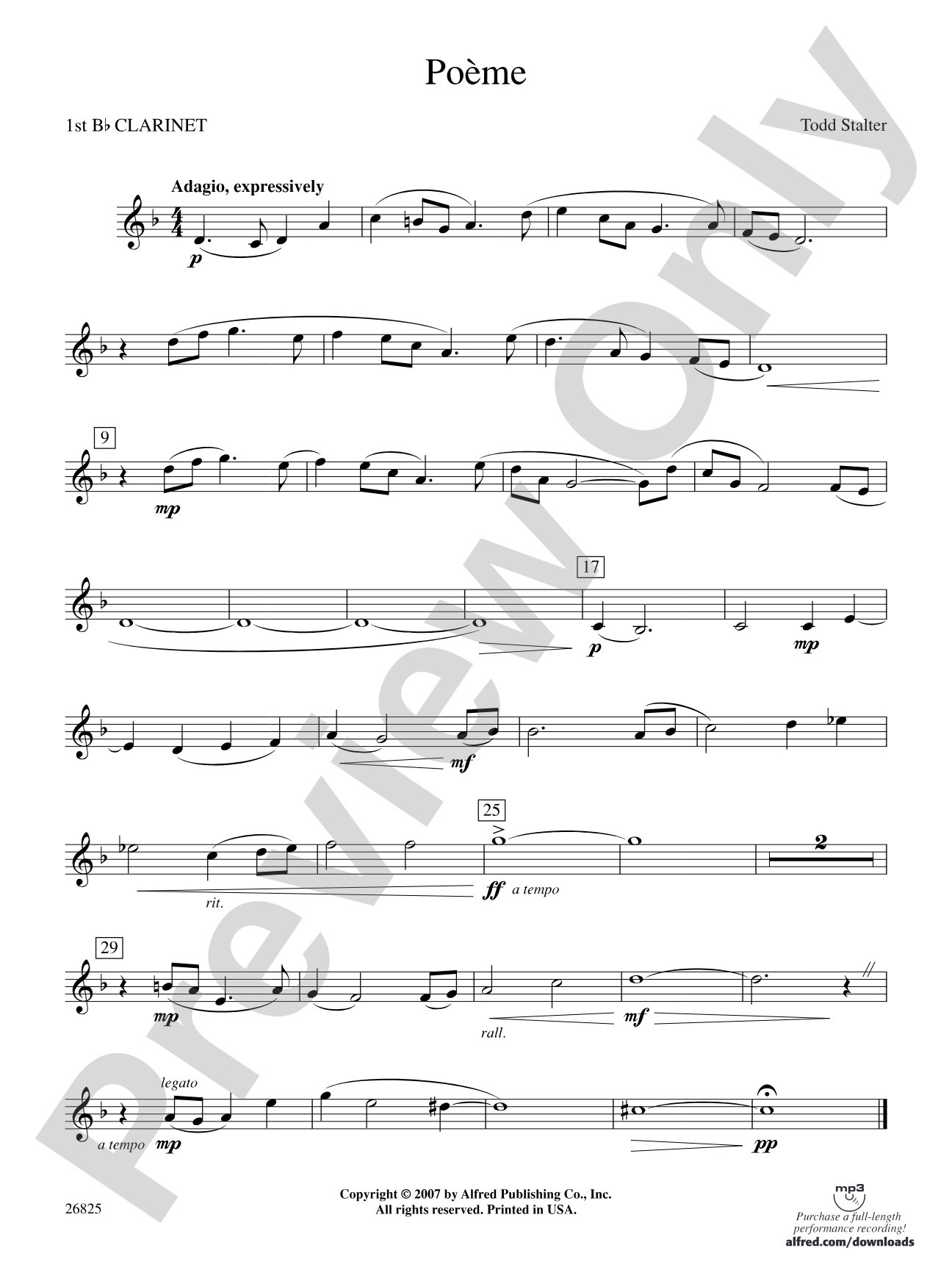 Poeme: 1st B-flat Clarinet